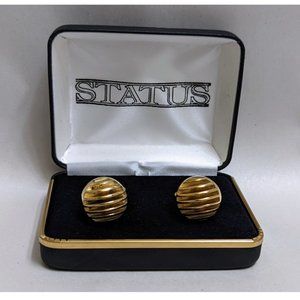 🆕 DOMED POLISHED GOLD-PLATED CUFF LINKS - MEN